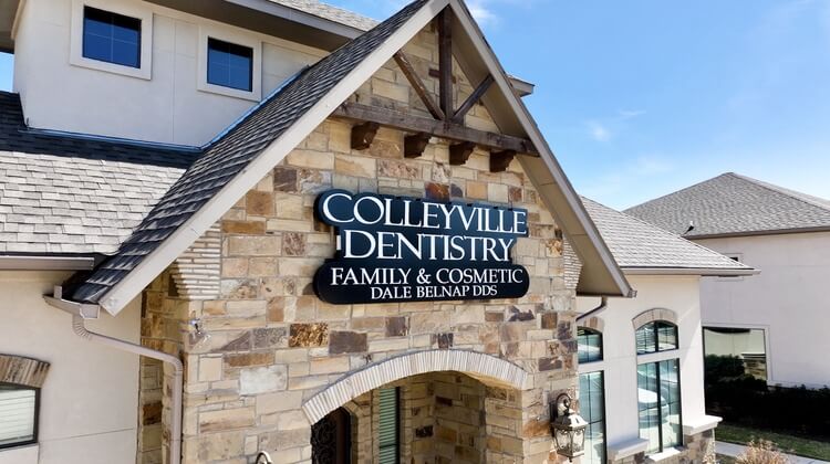 The exterior of a dental office in Colleyville, TX